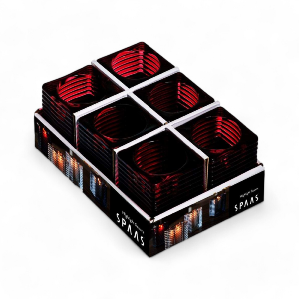 Spaas 6 Highlight square Glas Kaarsenhouders Wijnrood