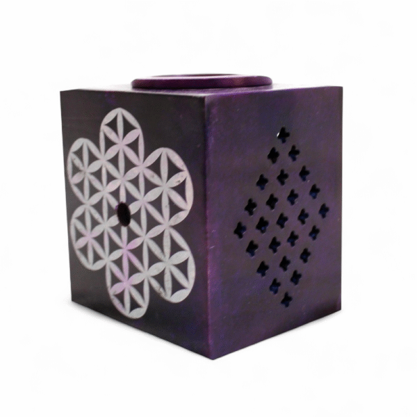 Paarse Zeepstenen Aromabrander met Flower of Life