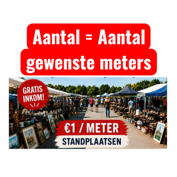 Reservatie - Standgeld voor 1M - Wekelijkse Rommelmarkt - Parking Mac Queen