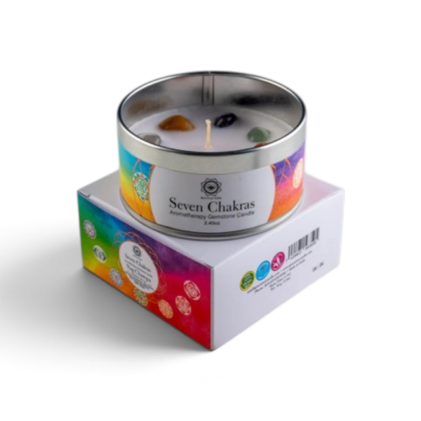 Edelsteen Kaars - Nag Champa - Seven Chakras